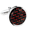 Image of Titanium Men's Cufflinks Black and Red Carbon Fiber Round Polished