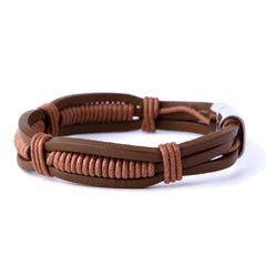 Urban Jewelry Stunning Brown Cuff Leather Bracelet for Men with Elegant Stainless Steel Clasp