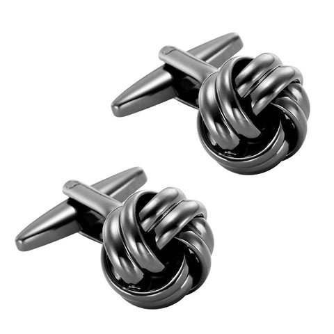 Urban Jewelry Classic Knot Cuff Links in Dark Toned Stainless Steel Cufflinks