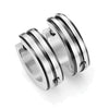 Image of Men's 316L Stainless Steel Two Tone Hoop Huggie Earrings with Black IP 10mm