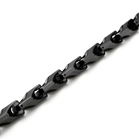 Urban Jewelry Classy Men's Solid Heavy Wheat Tungsten Carbide Bracelet - 3 Sided Links (Black)