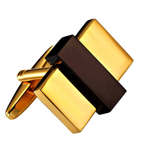 Urban Jewelry Unique Gold Toned Stainless Steel Rectangular Mens Fashion CuffLinks