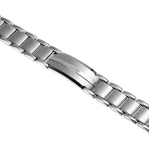 Dapper Men’s Bracelet – ID Band with Interlocking Track Links – Sleek Silver Finish – Scratch & Tarnish Resistant Tungsten – Jewelry Gift or Accessory for Men