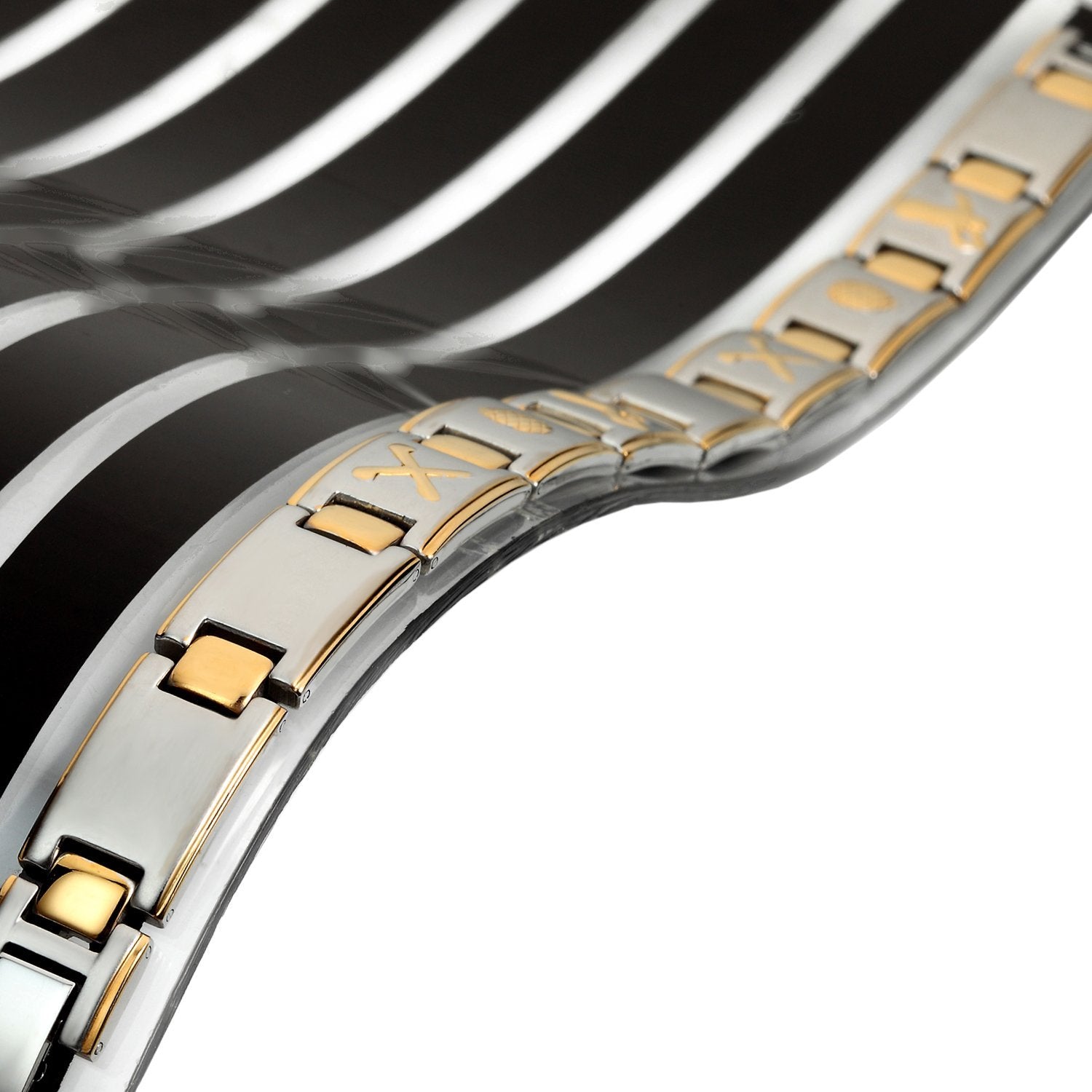 Baseball Magnetic Men's Link Bracelet 316L Stainless Steel 9.05 inch Silver and Gold Tone Bangle