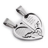 Image of Urban Jewelry 2pcs His & Hers Angel Wings Heart Couples Pendant Necklace Set with 19" & 21" Chain (Silver Tone)