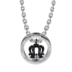 Royal His & Hers Couples Crown Ring Pendant Love Necklace Set, 19 & 21