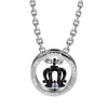 Image of Royal His & Hers Couples Crown Ring Pendant Love Necklace Set, 19 & 21" Chains (Silver, Black, Rose Gold)
