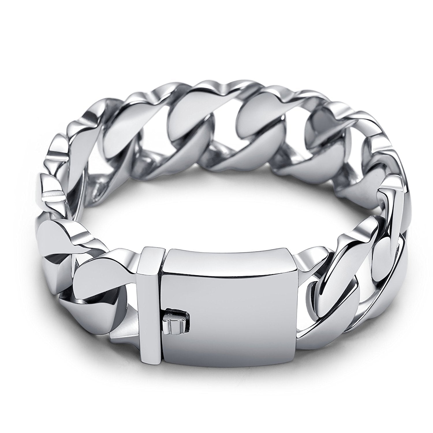 Urban Jewelry Massive 316L Stainless Steel Silver Color Link Chain Bracelet 8.3 Inches