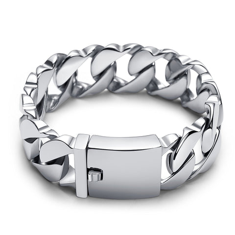 Urban Jewelry Massive 316L Stainless Steel Silver Color Link Chain Bracelet 8.3 Inches