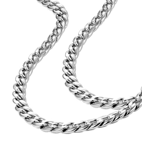 Urban Jewelry Polished Stainless Steel Men's Curb Chain Necklace in Variety of Sizes and Colors