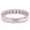 Image of Urban Jewelry Women's 316 Stainless Steel and Ceramic Link Bracelet Easy to Slip on (Silver, Pink, 7.85 inches)