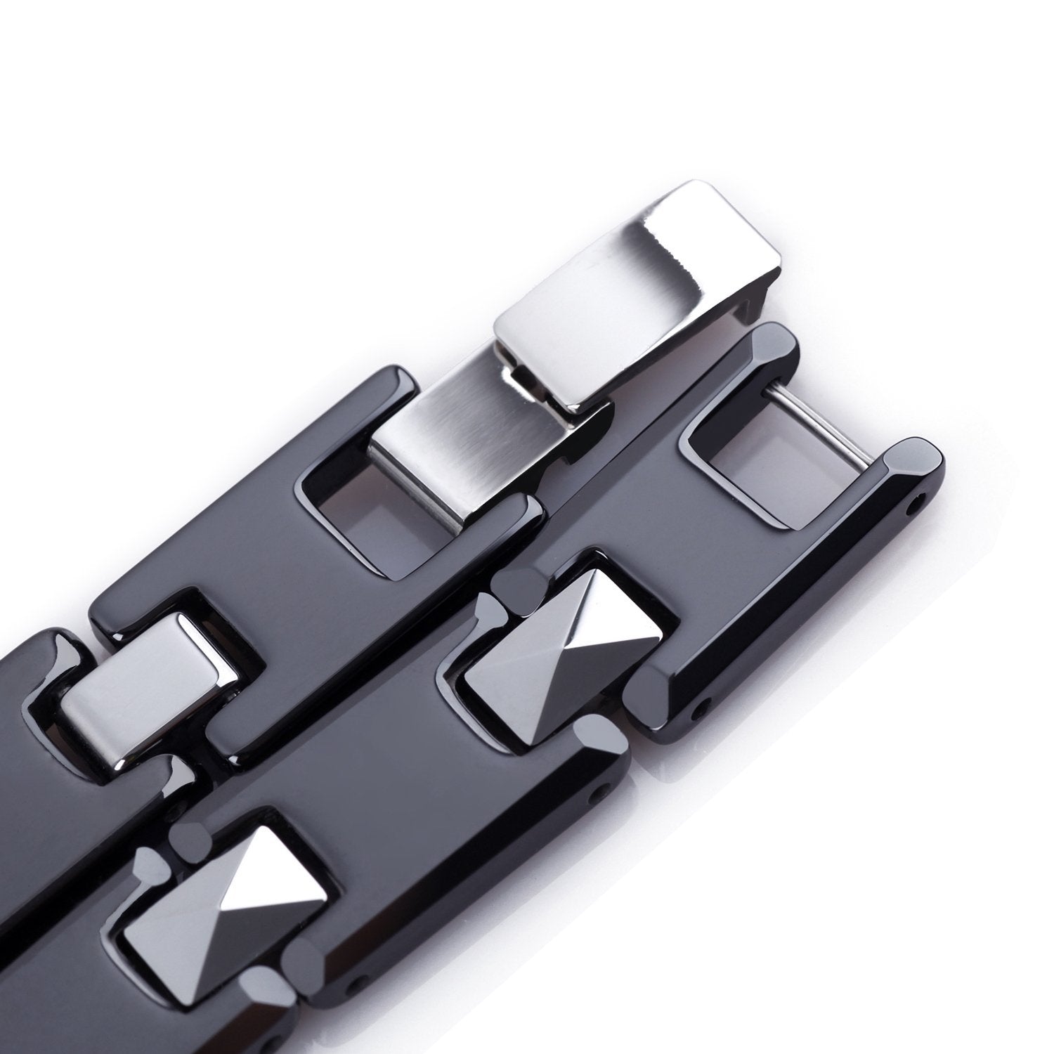 Amazing Tungsten and Ceramic Men's Link Bracelet (Black, Silver)