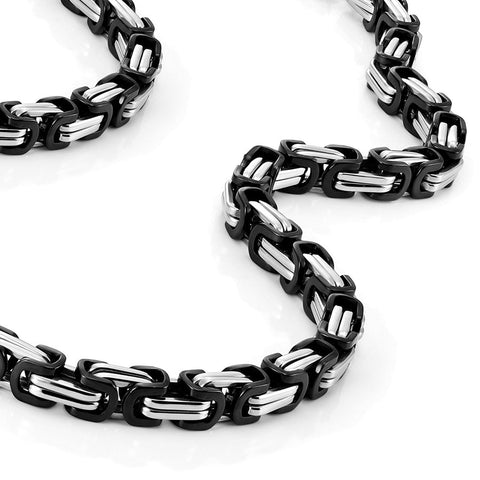 Impressive Mechanic Style Stainless Steel Men's Necklace Silver Black Chain for Men (18,21,23 Inches)