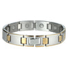 Image of Baseball Magnetic Men's Link Bracelet 316L Stainless Steel 9.05 inch Silver and Gold Tone Bangle