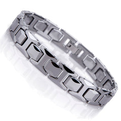 Urban Jewelry Stunning Solid Tungsten Link Bracelet for Men Polished Pyramid Style (Silver, 11mm)