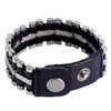 Image of Urban Jewelry Unusual Genuine Leather & Metal Cuff Men's Bracelet by (Black, Silver)