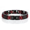 Image of Urban Jewelry Men's Titanium Magnetic Link Bangle Bracelet with Carbon Fiber 8.66 inch (Black and Red)