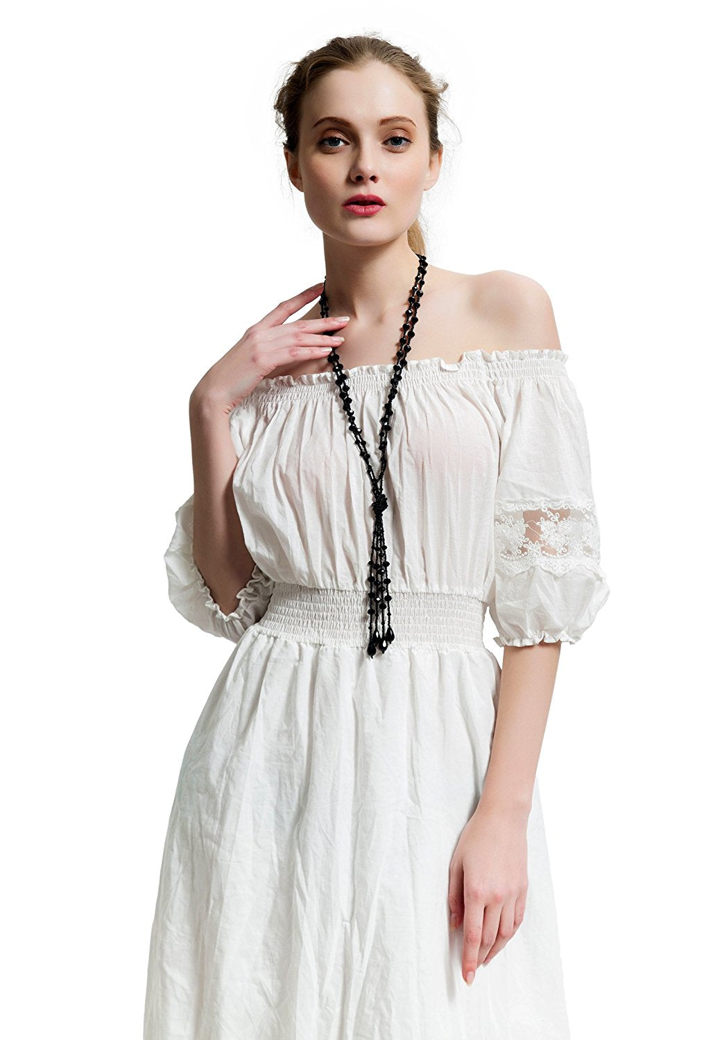 Urban Jewelry The 1920's Collection Unique Charcoal Black Multitier Beaded Lariat Necklace for Women (21.6")