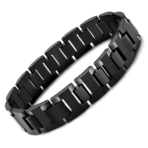 Urban Jewelry Stylish Black Solid Tungsten 8.3 Inches Link Bracelet for Men