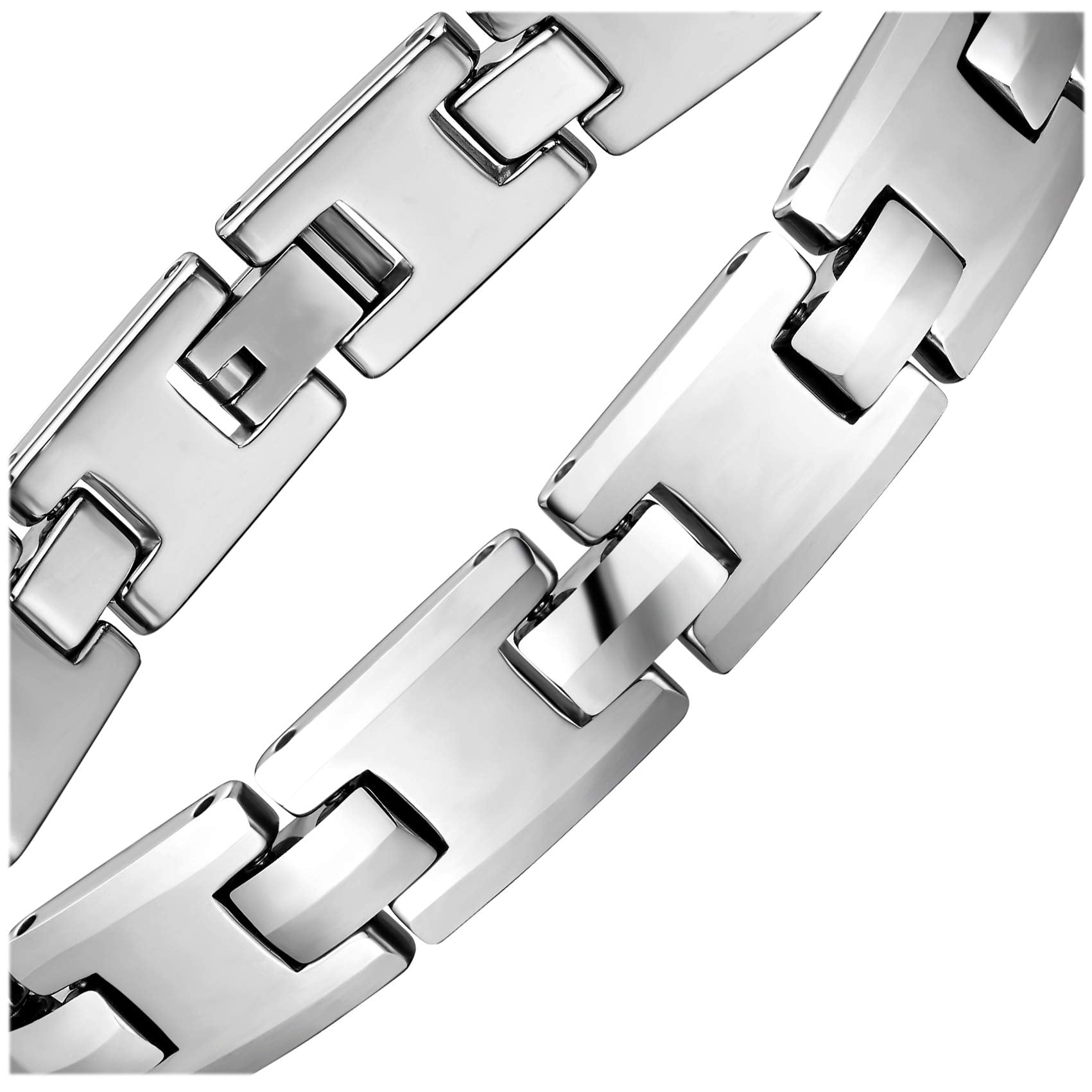 Stylish Men’s Bracelet – Classic Track Link Design in a High Polish Silver Color – Made of Strong & Durable Solid Tungsten Material – Jewelry Gift or Accessory for Men