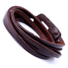 Image of Urban Jewelry Deep Coffee Leather Wrap Cuff Men's Genuine Bracelet with Metal Hook Clasp (Brown)