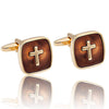 Image of Urban Jewelry Amazing Mens Stainless Steel Cufflinks with Golden Holy Cross