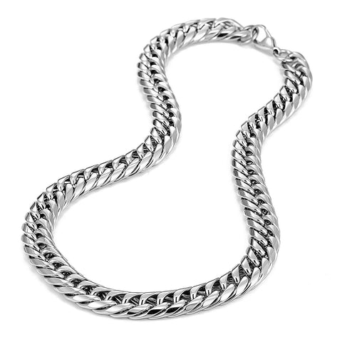 Men's Stainless Steel Chain Necklace Ultra Thick and Wide (Silver,13.5 mm width, 18,21,23 Inch)
