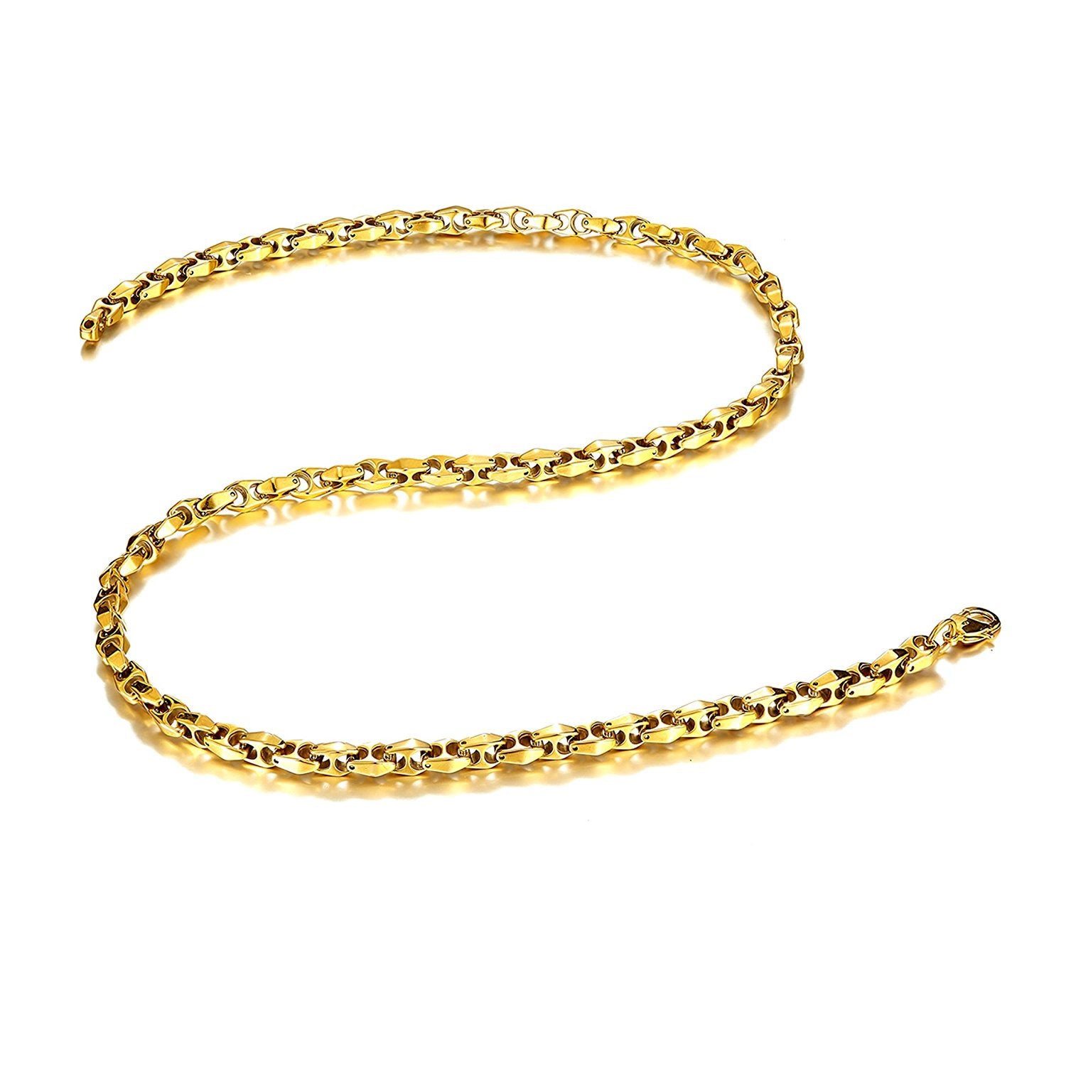 Urban Jewelry Unique Astro Snake 22 Inches Men's Tungsten Golden Toned Link Necklace Chain (Heavy, Solid)