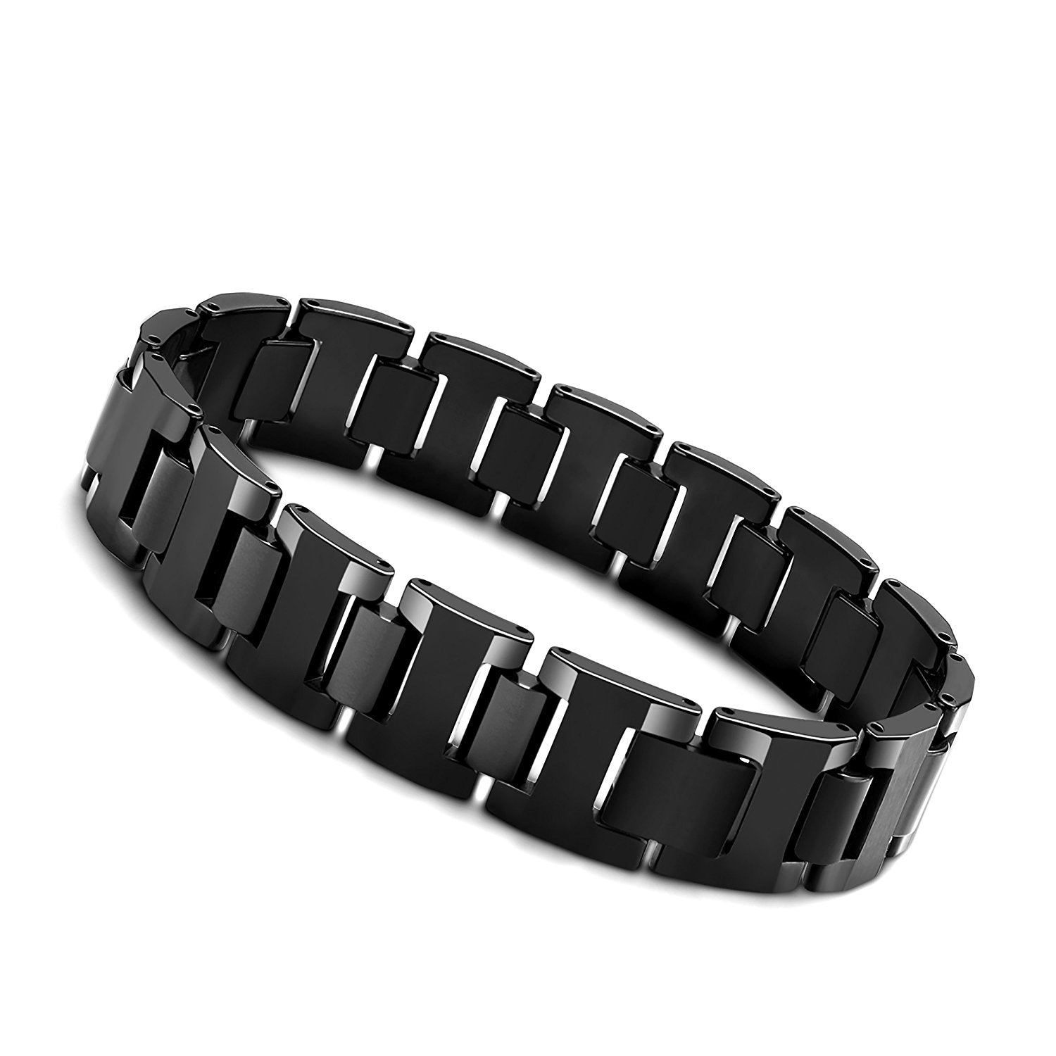 Urban Jewelry Stylish Black Solid Tungsten 8.3 Inches Link Bracelet for Men