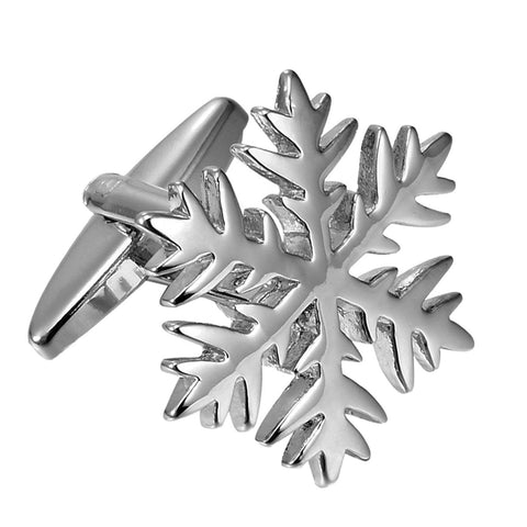 Urban Jewelry Unique Christmas Snow Snowflakes Stainless Steel Cufflinks for Men (Silver)