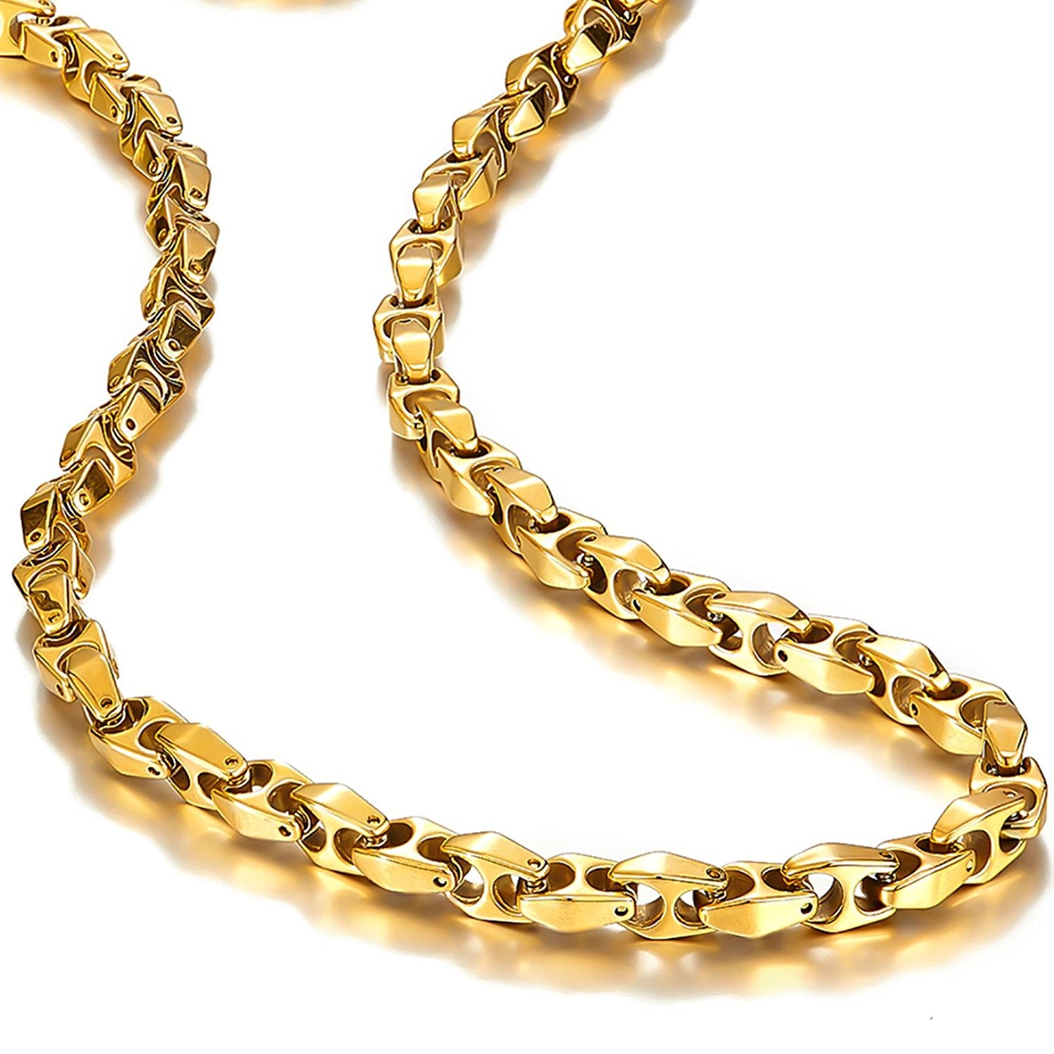 Urban Jewelry Unique Astro Snake 22 Inches Men's Tungsten Golden Toned Link Necklace Chain (Heavy, Solid)