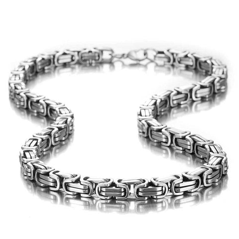 Impressive Mechanic Style Men's Necklace Stainless Steel Silver Chain, Width 6mm (18,21,23 Inches)