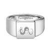 Image of URBAN JEWELRY Men’s Ring Featuring Classic Celtic Dragon Emblem in a Silver Finish – Punk Rock Biker Style – Made of Solid Tungsten Material for Him