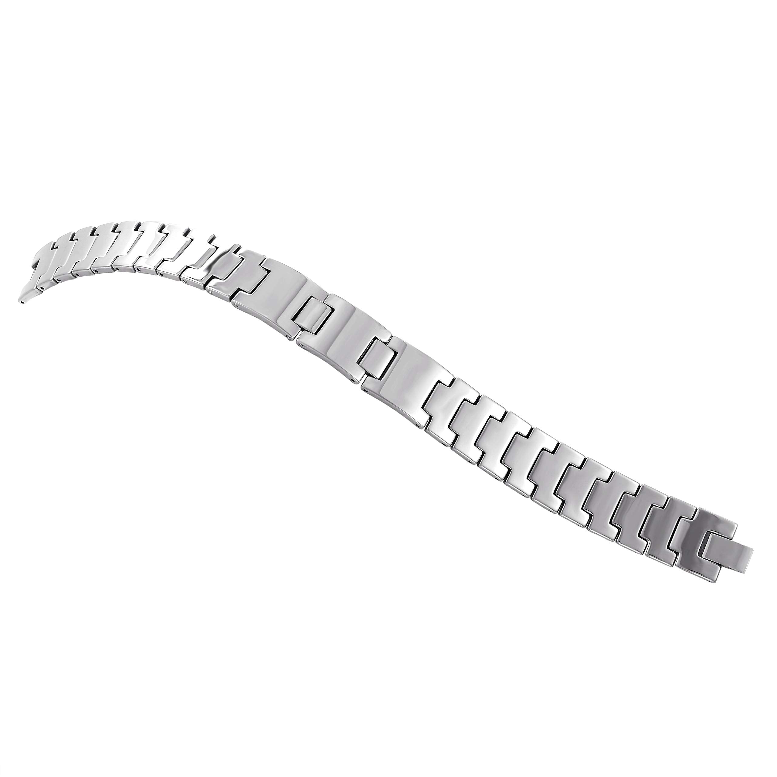 Dapper Men’s Bracelet – Rugged Track Link Tread Design in a Polished Silver Finish – Scratch & Tarnish Resistant Tungsten – Jewelry Gift or Accessory for Men