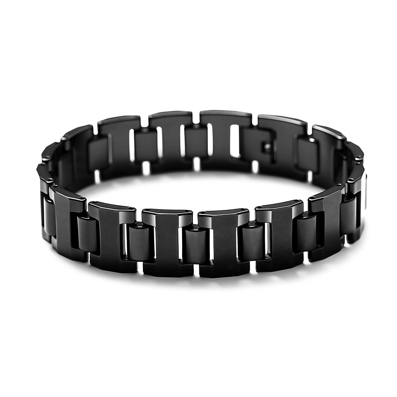 Urban Jewelry Stylish Black Solid Tungsten 8.3 Inches Link Bracelet for Men