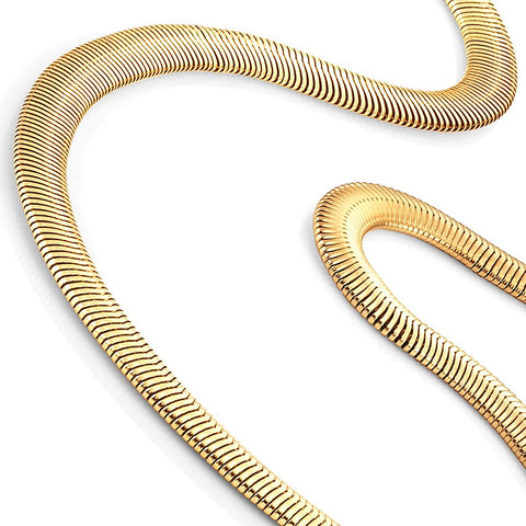 Gold Toned 316L Stainless Steel Men's Necklace Snake Chain 20" - Necklaces for Men - Mens Jewelry (6MM)
