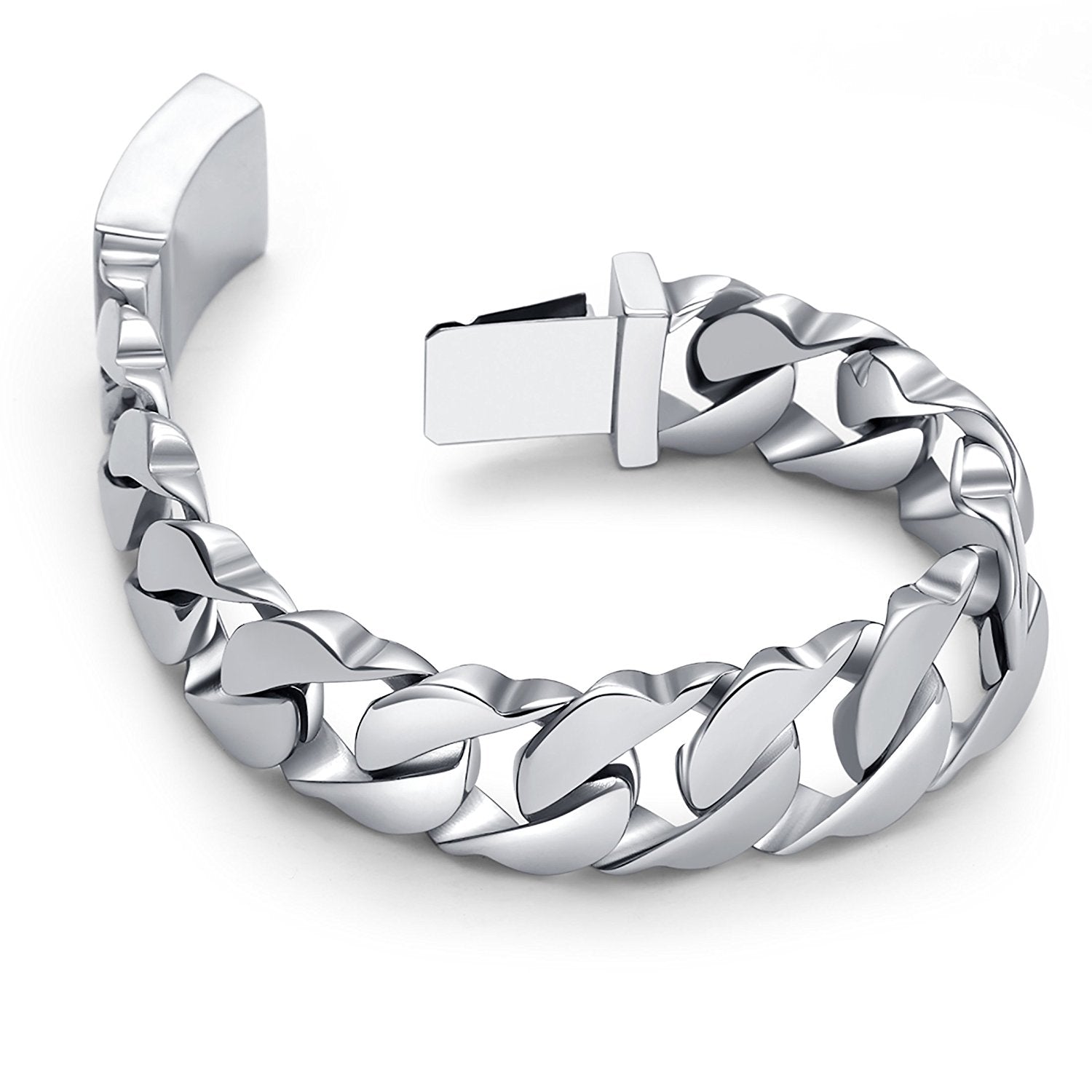 Urban Jewelry Massive 316L Stainless Steel Silver Color Link Chain Bracelet 8.3 Inches