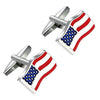Image of Urban Jewelry Loyal Patriot Stainless Steel USA Flag Men's Cufflinks (Red, Blue, White, Silver)