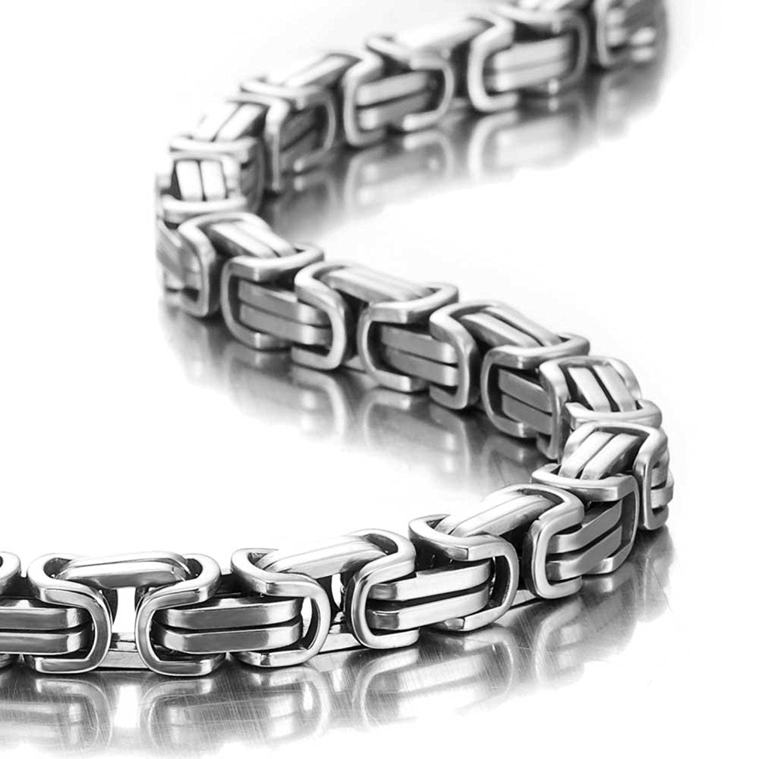 Impressive Mechanic Style Men's Necklace Stainless Steel Silver Chain, Width 6mm (18,21,23 Inches)