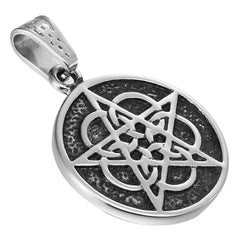 The Ringed Pentacle 5 Circles Pentagram Stainless Steel Pendant Necklace for Men & Women (21-inch chain)