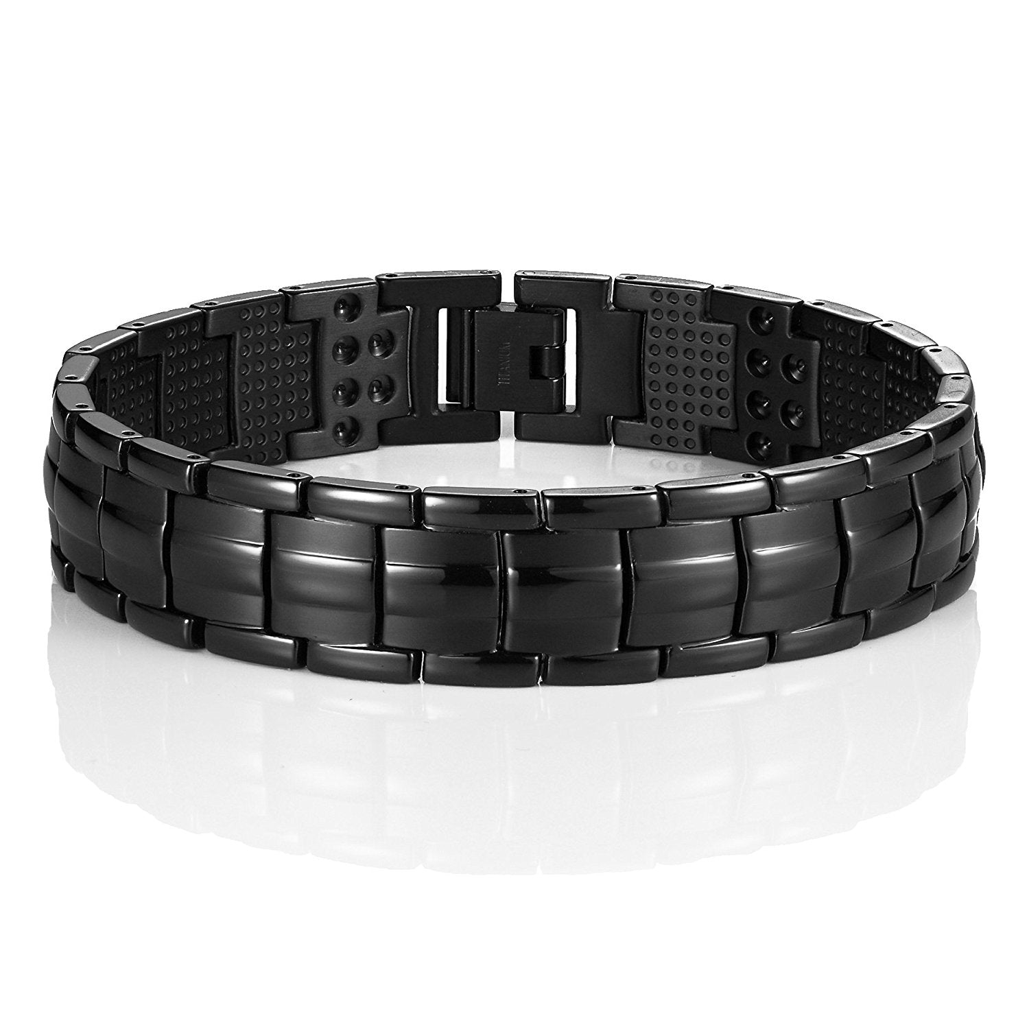Urban Jewelry Men's Black Link Bangle Titanium Bracelet 8.66 inch Matches any Attire Perfect for a Gift