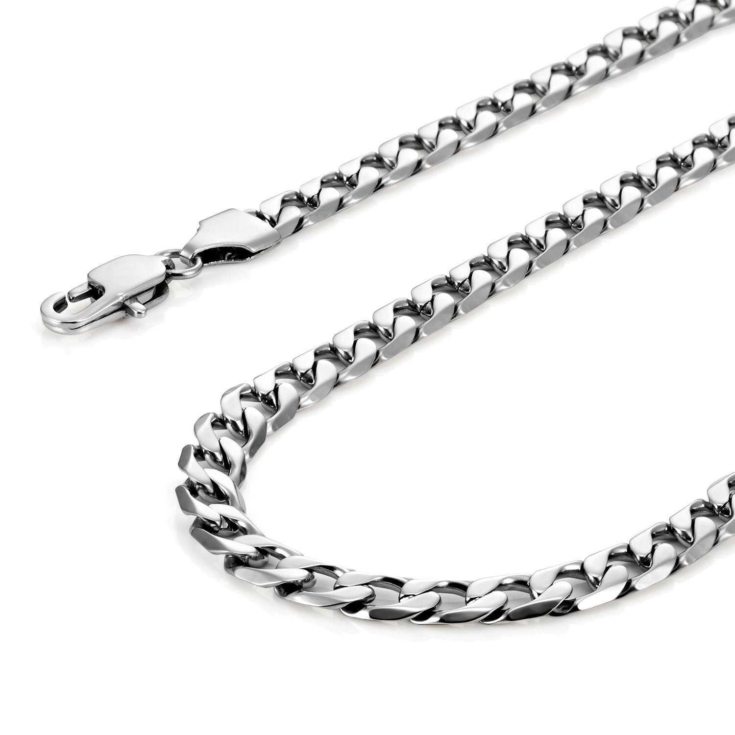 Classic Mens Necklace 316L Stainless Steel Silver Chain Color 18",21",23", 26" (6mm)