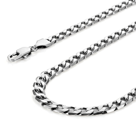 Classic Mens Necklace 316L Stainless Steel Silver Chain Color 18",21",23", 26" (6mm)