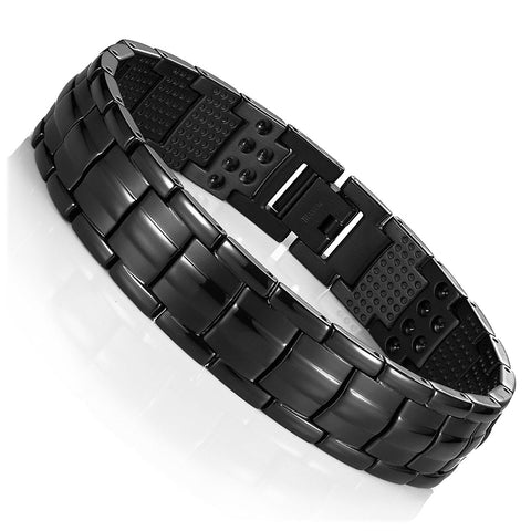 Urban Jewelry Men's Black Link Bangle Titanium Bracelet 8.66 inch Matches any Attire Perfect for a Gift