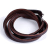 Image of Urban Jewelry Deep Coffee Leather Wrap Cuff Men's Genuine Bracelet with Metal Hook Clasp (Brown)