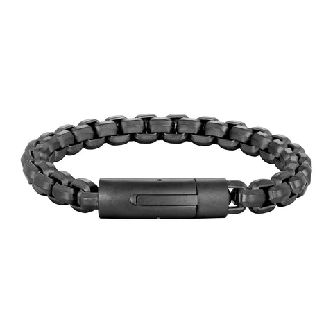 Contemporary Men’s Bracelet – Rolo Chain Design in a Polished Onyx Black Finish – Made of Rust & Discoloration Resistant Stainless Steel – Jewelry Gift or Accessory for Men