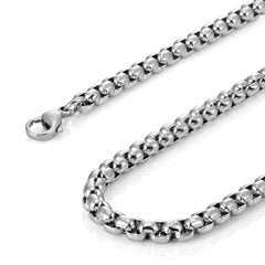 Stainless Steel Men's Necklace Box Chain Jewelry (Silver, 4.5mm, 20