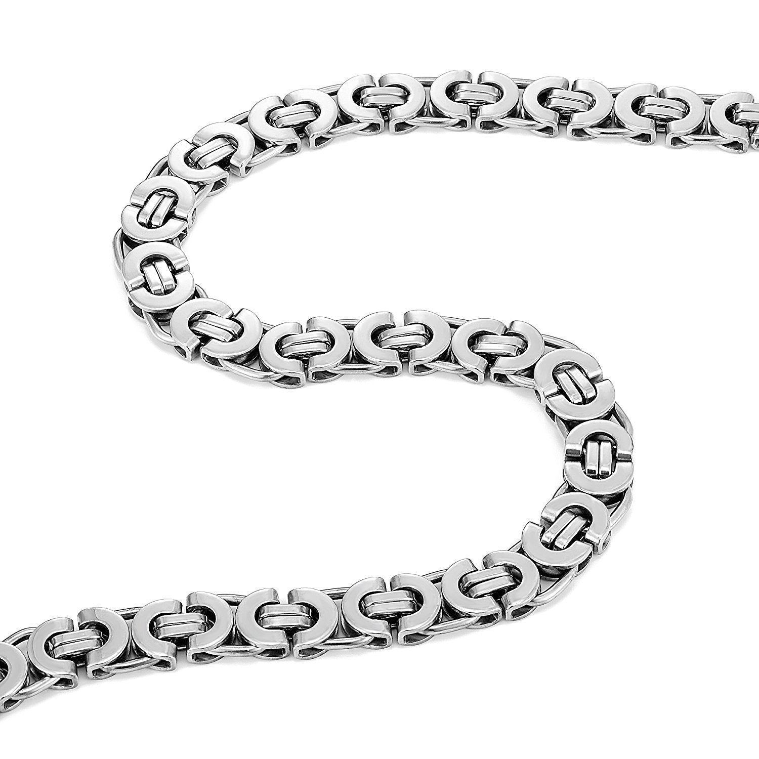 Urban Jewelry Mechanic Style Ultra Wide Stainless Steel Men's Necklace (Silver, 18,21,23 inches, 11 mm width)