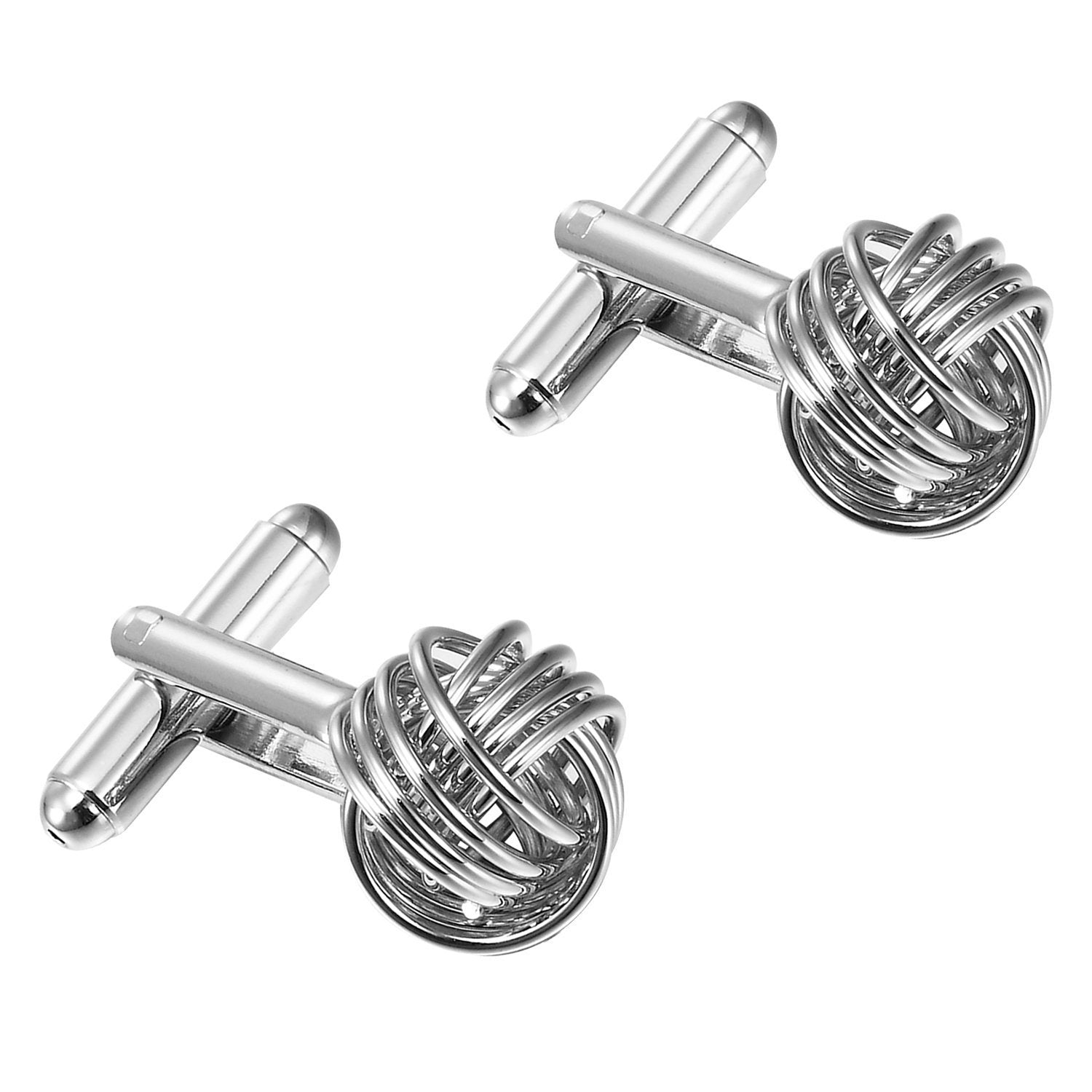 Urban Jewelry Unique Stainless Steel Knot Cufflinks for Men by (Silver)