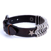 Image of Urban Jewelry Powerful Dark Brown Leather Cuff Bracelet with Metal Design and Buckle Clasp (Adjustable)